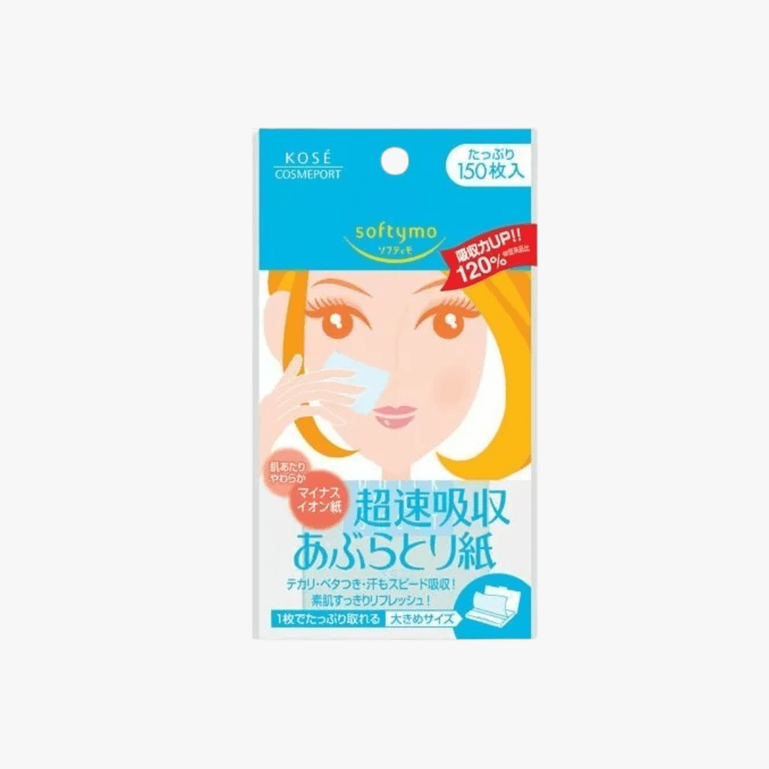 KOSE Softymo Quick Oil Absorption Blotting Paper 150 Sheets (Blue) Skin Care Tool 1