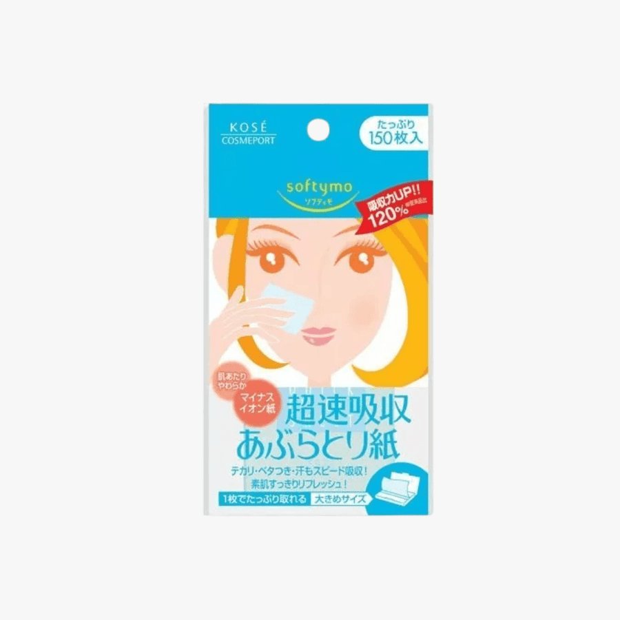 KOSE Softymo Quick Oil Absorption Blotting Paper 150 Sheets (Blue) Skin Care Tool 1