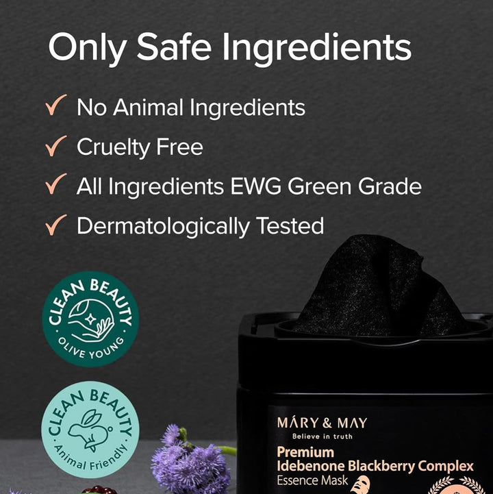 MARY & MAY Premium Idebenone Blackberry Complex Essence Mask 20Pcs Health & Beauty 7