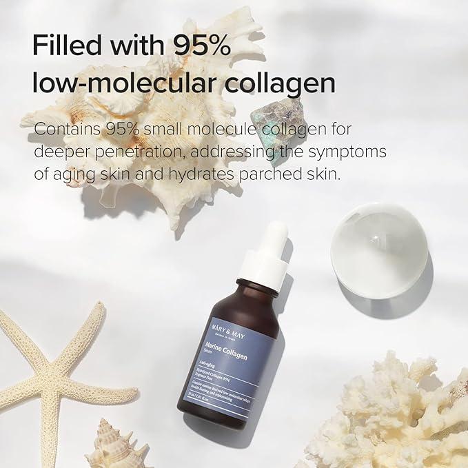 [Mary&May] Marine Collagen Serum 30ml antiwrinkle, BLACK FRIDAY, COLLAGEN, fine lines, MARINE, MARY, MAY, new year deal, SERUM, skincare, Wrinkle, SKIN CARE, Treatments, Serum & Essence