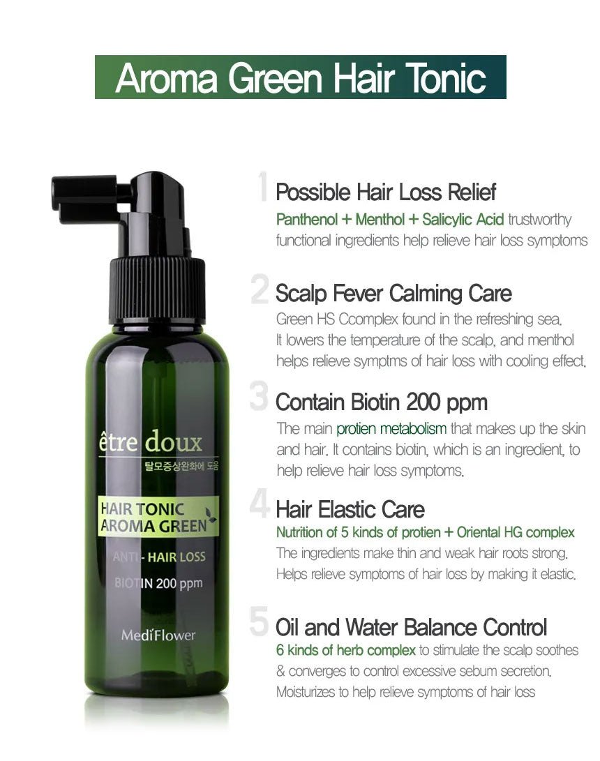 Medi Flower Etre doux Aroma Green Hair Tonic Hair Loss Care 100ml Hair 4