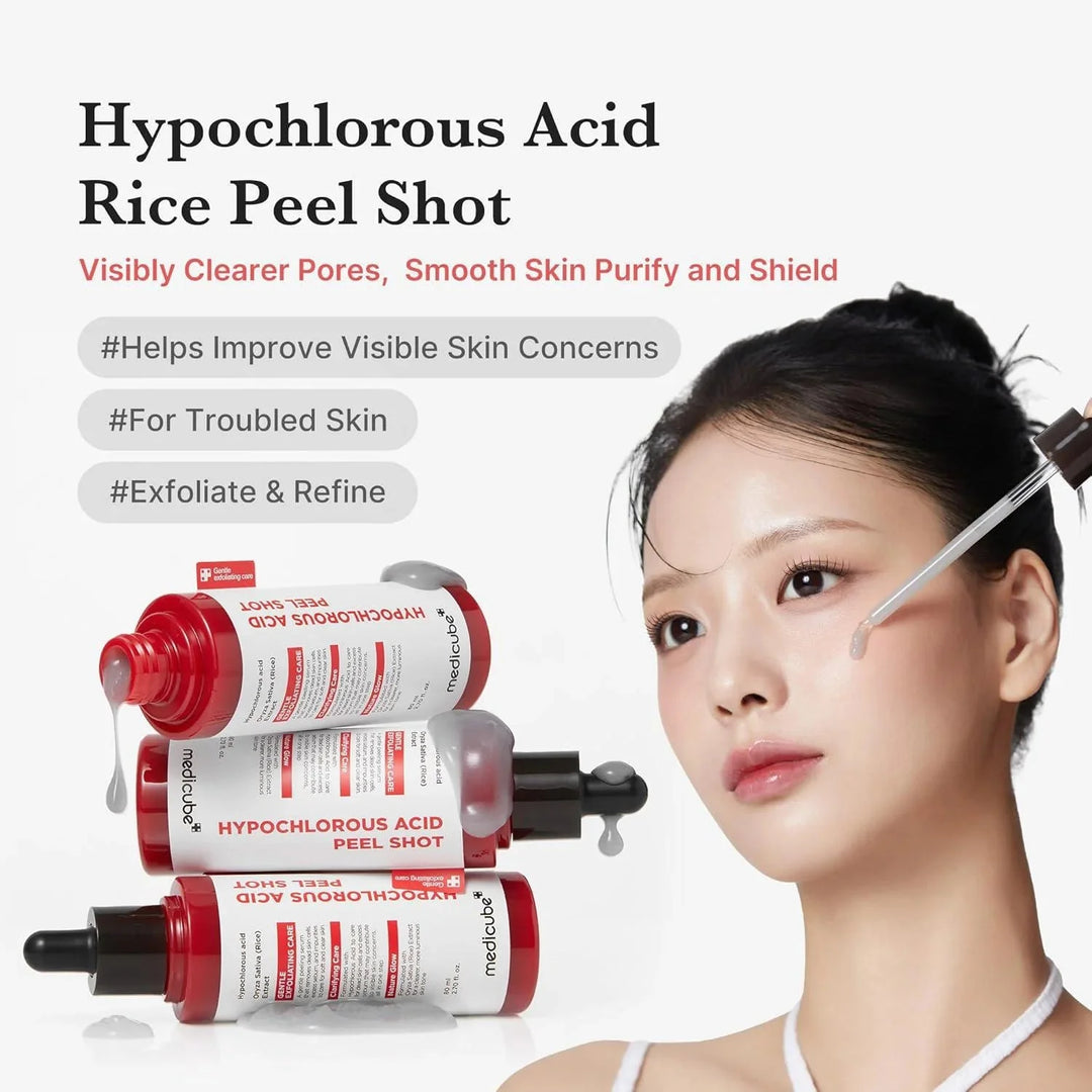Medicube Hypochlorous Acid Peel Shot 80ml Beta-Glucan, Ceramide, Dry Skin, Hyaluronic Acid, Panthenol, Rice, Sebum Control, Sensitive Skin, SKIN CARE, Treatments, Exfoliators