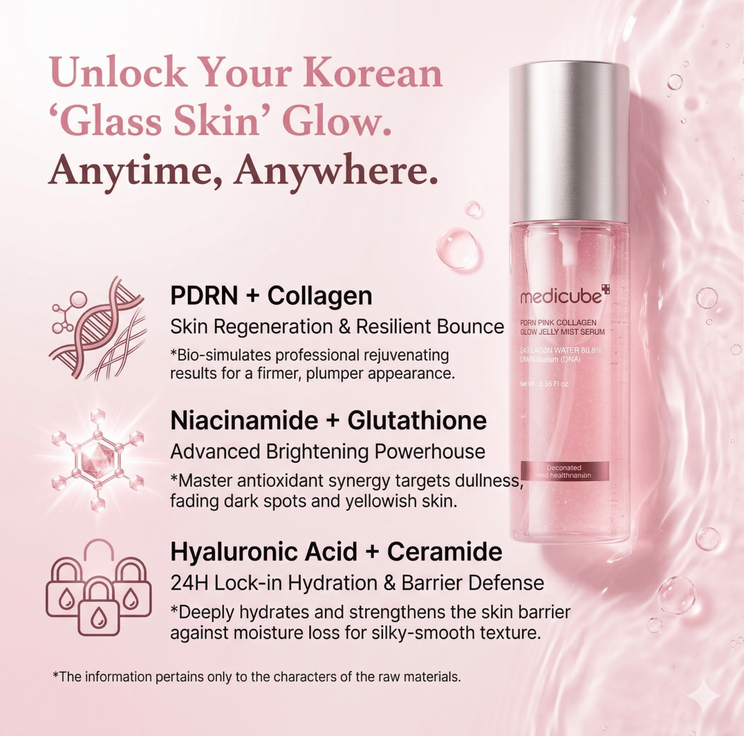 MEDICUBE PDRN Pink Collagen Glow Jelly Mist Serum 100ml| Oceanbuy Beauty