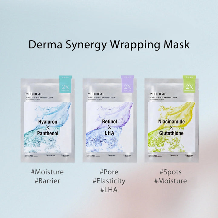 mediheal niacinamide and glutathione Derma Synergy Mask 1szt Ctrl+Glow leaving your skin plump MEDIHEAL Derma Synergy Wrapping Mask