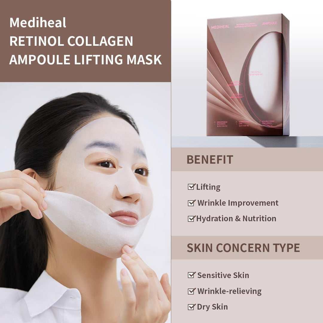 MEDIHEAL Retinol Collagen Ampoule Lifting Mask 4Pcs Health & Beauty oceanbuy beauty markham toronto free ship USA asian korean skincare