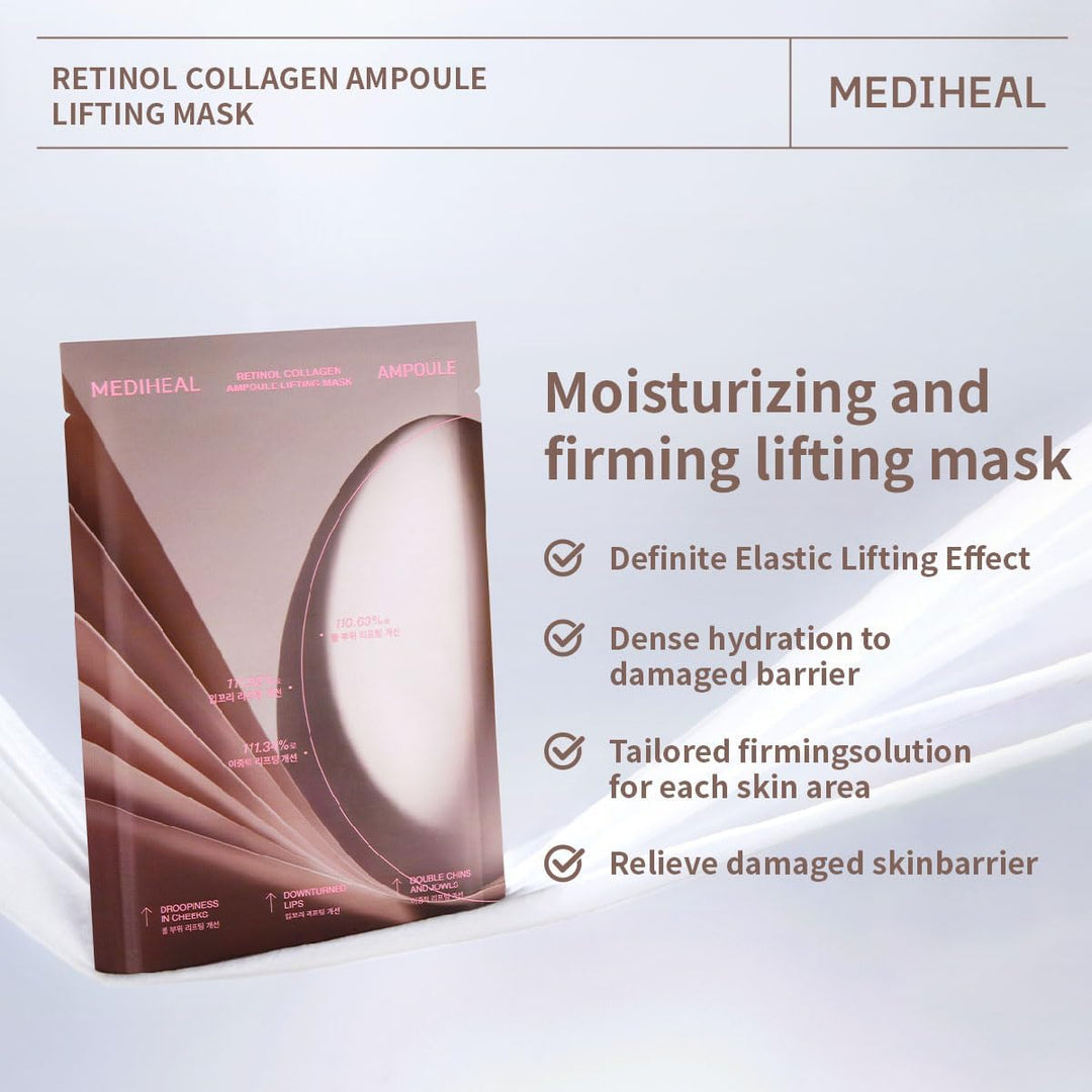 MEDIHEAL Retinol Collagen Ampoule Lifting Mask 4Pcs Health & Beauty oceanbuy beauty markham toronto free ship USA asian korean skincare