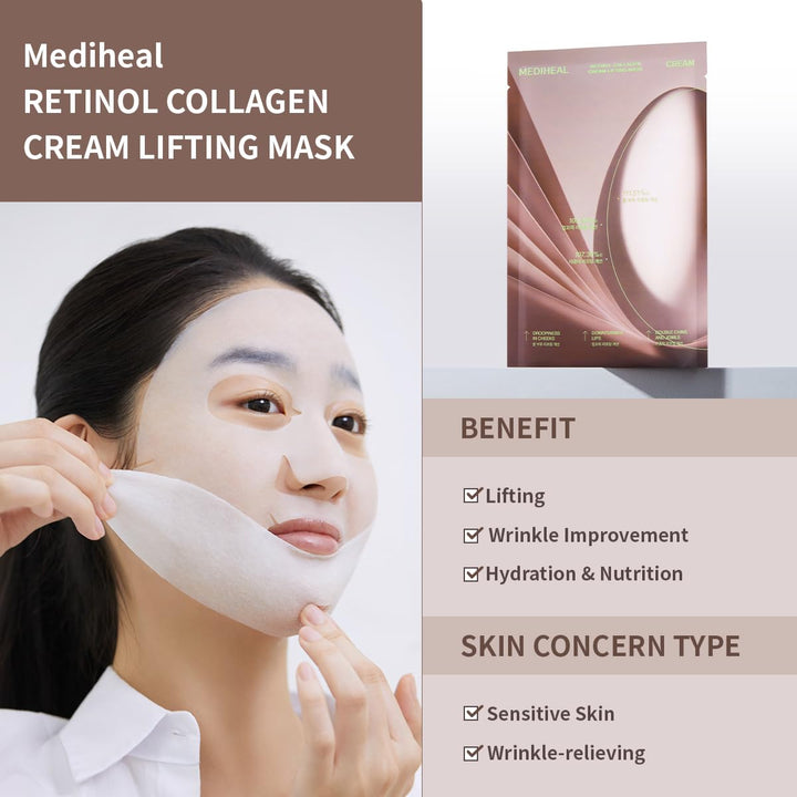 MEDIHEAL Retinol Collagen Cream Lifting Mask 4Pcs Health & Beauty oceanbuy beauty markham toronto free ship USA asian korean skincare