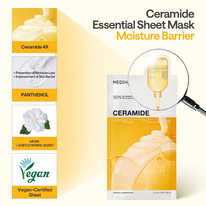MEDIHEAL Ceramide Essential Sheet Mask - Moisture Barrier 10Pcs Health & Beauty 7