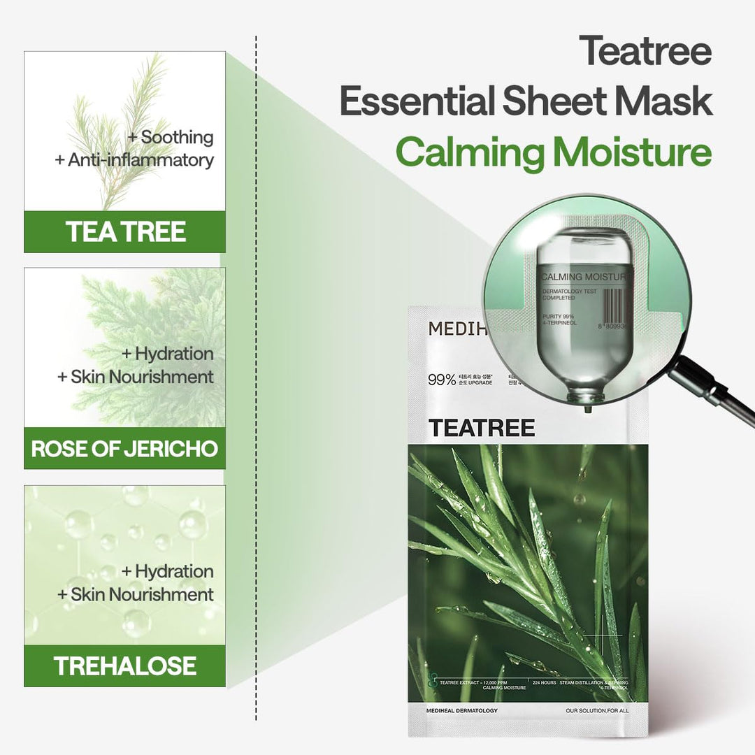 MEDIHEAL Teatree Essential Mask Calming Moisture 10Pcs Health & Beauty 7
