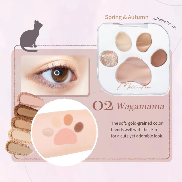 MILLEFEE Meow Paws Eyeshadow Palette - 02 Wagamama Health & Beauty oceanbuy beauty markham toronto free ship USA asian korean skincare