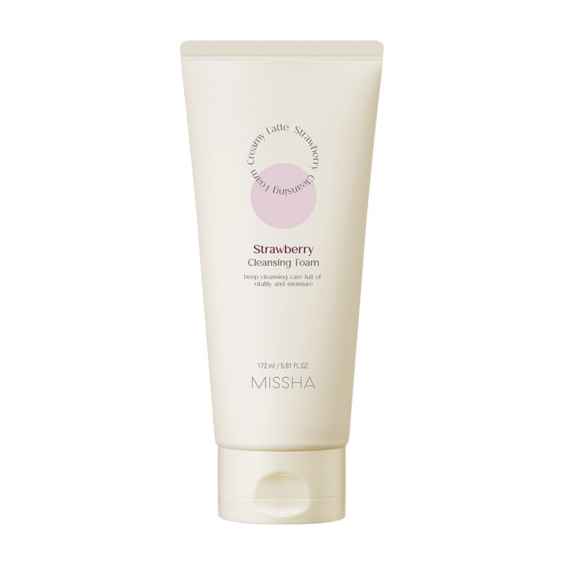 MISSHA Creamy Latte Cleansing Foam Milk Ingredients 172ml SKIN CARE, Cleansers, Face Wash, Korean Cleanser, Hydrating Face Wash, Milk Skincare, Green Tea Extract, Strawberry Extract, Gentle Foam Cleanser, Skin Barrier Support