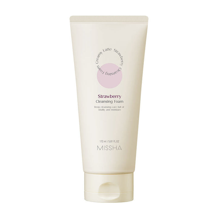 MISSHA Creamy Latte Cleansing Foam Milk Ingredients 172ml SKIN CARE, Cleansers, Face Wash, Korean Cleanser, Hydrating Face Wash, Milk Skincare, Green Tea Extract, Strawberry Extract, Gentle Foam Cleanser, Skin Barrier Support