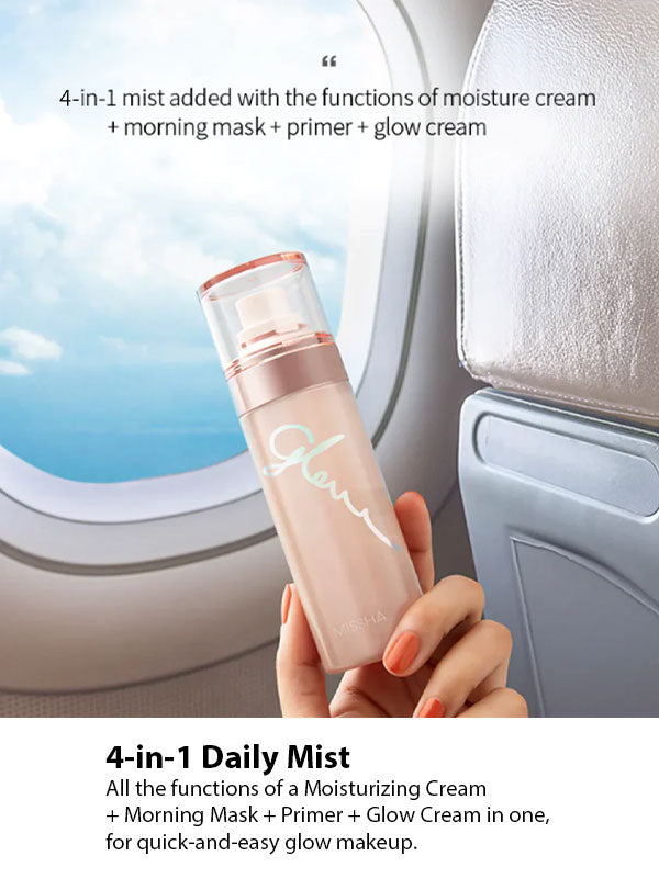 MISSHA Glow Skin Balm To Go Mist Hydrating Glow 80ml SKIN CARE, Toners, Hydrating Toner, K-Beauty Skincare, Dewy Skin Mist, Skin Barrier Support, Hyaluronic Acid, Ceramide Toner, Rose Water Mist