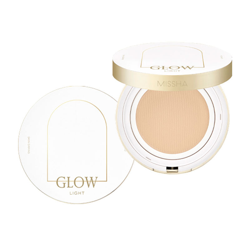 MISSHA Glow Cushion Light Lightweight Coverage 13g clearance, MAKEUP, Face, BB Cream & Cushion, MISSHA Glow Cushion, Korean Cushion Foundation, Lightweight Base Makeup, Hydrating Face Makeup, Radiant Skin Finish, Niacinamide Skincare, Hyaluronic Acid Makeup