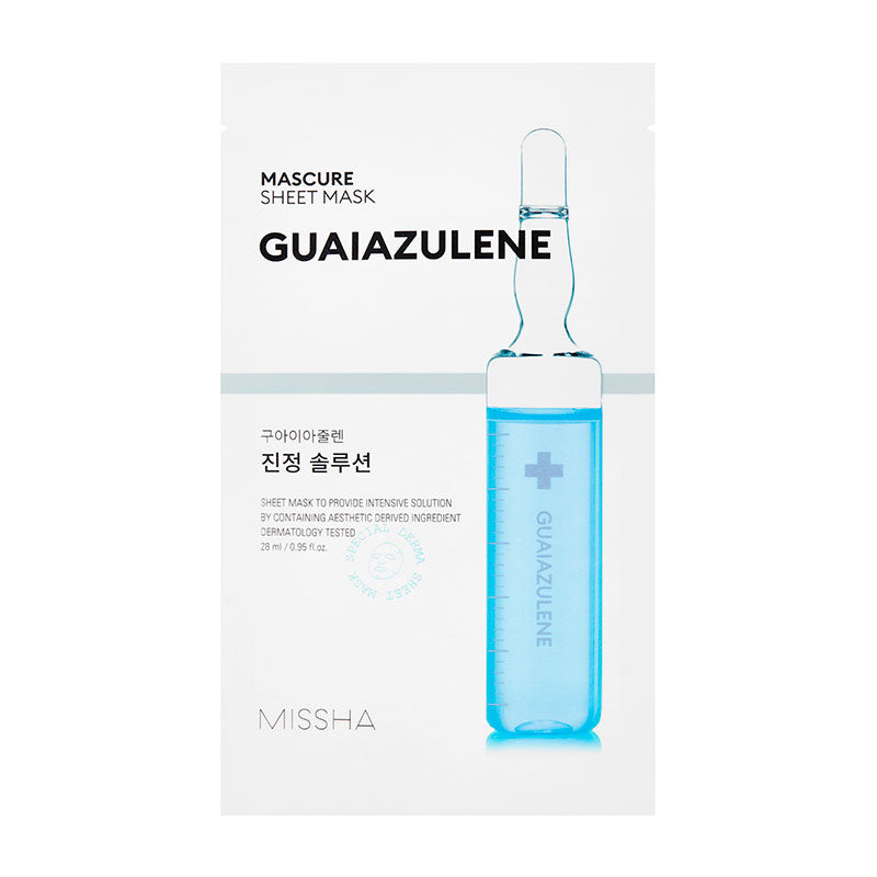 MISSHA Mascure Calming Solution Sheet Mask Guaiazulene 27ml SKIN CARE, Face Masks, Korean Sheet Mask, Guaiazulene, Calming Mask, Sensitive Skin, Hydrating Face Mask, Skin Barrier Support, K-Beauty Skincare