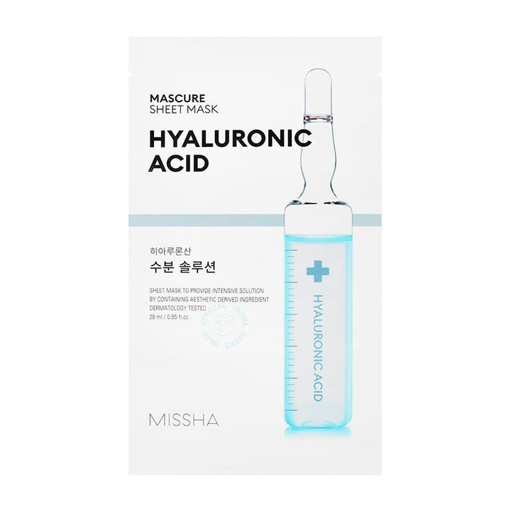 MISSHA Mascure Hydra Solution Sheet Mask Hyaluron Acid 27ml SKIN CARE, Face Masks, Hydrating Face Mask, Korean Sheet Mask, Sodium Hyaluronate, Skin Barrier Support, Dry Skin Hydration, K-Beauty Skincare, Moisture Boost