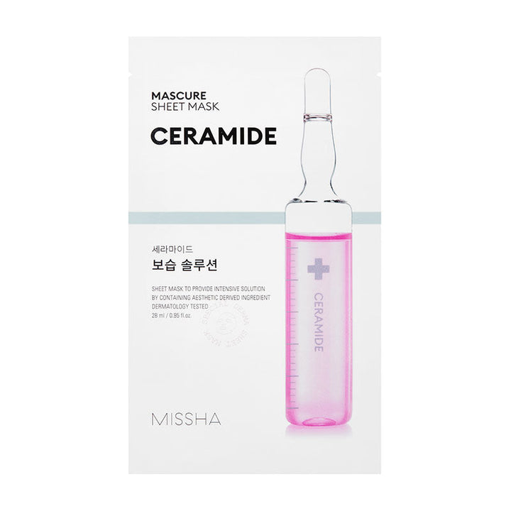 MISSHA Mascure Moisture Barrier Solution Sheet Mask Ceramide 27ml SKIN CARE, Face Masks, Missha Mascure Mask, Ceramide NP, Hydrating Sheet Mask, Korean Skincare, Skin Barrier Support, Dry Skin Solution, Moisture Barrier Mask