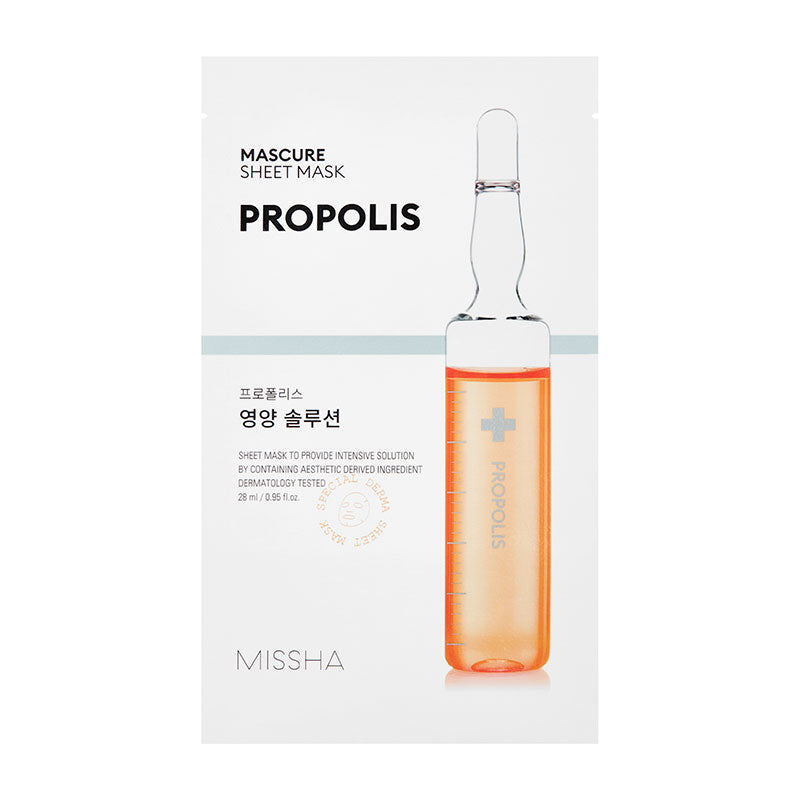 MISSHA Mascure Nutrition Solution Sheet Mask Propolis 27ml SKIN CARE, Face Masks, Propolis Mask, Korean Sheet Mask, Hydrating Mask, Nourishing Skincare, Skin Barrier Support, Radiant Complexion, Missha Mascure