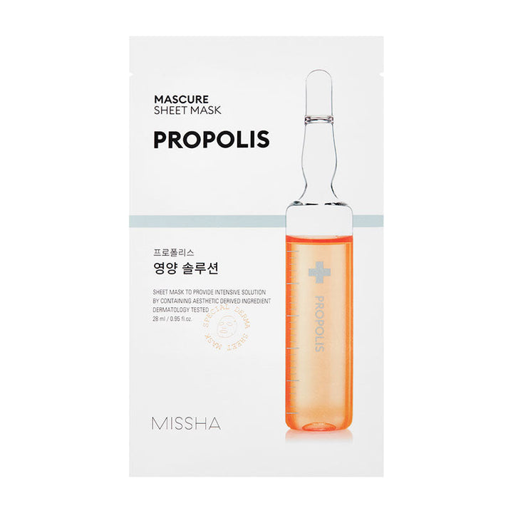MISSHA Mascure Nutrition Solution Sheet Mask Propolis 27ml SKIN CARE, Face Masks, Propolis Mask, Korean Sheet Mask, Hydrating Mask, Nourishing Skincare, Skin Barrier Support, Radiant Complexion, Missha Mascure