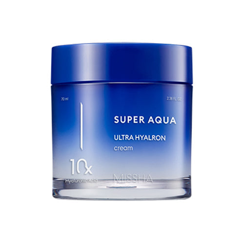 MISSHA Super Aqua Ultra Hyalron Cream 10X Hyaluronic Acid Hydrating 70ml Hyaluronic Acid Cream, Korean Hydrating Cream, Moisture Barrier Support, Dry Skin Hydration, K-beauty Skincare, Plumping Cream, Skin Suppleness