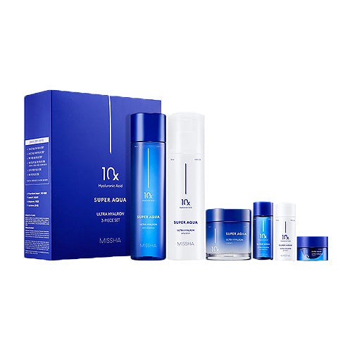 MISSHA Super Aqua Ultra Hyalron Hydration Set 10X Type 3 SKIN CARE, Toners, Korean Skincare Set, Hydrating Gift Set, Hyaluronic Acid Skincare, Deep Moisture K-Beauty, Skin Barrier Support, Glass Skin Korean, MISSHA Super Aqua
