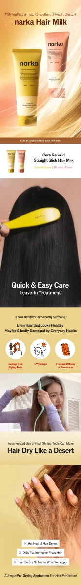 NARKA Core Rebuild Straight Slick Hair Milk Set Blossom Dawn| Hair Gloss Treatment 7
