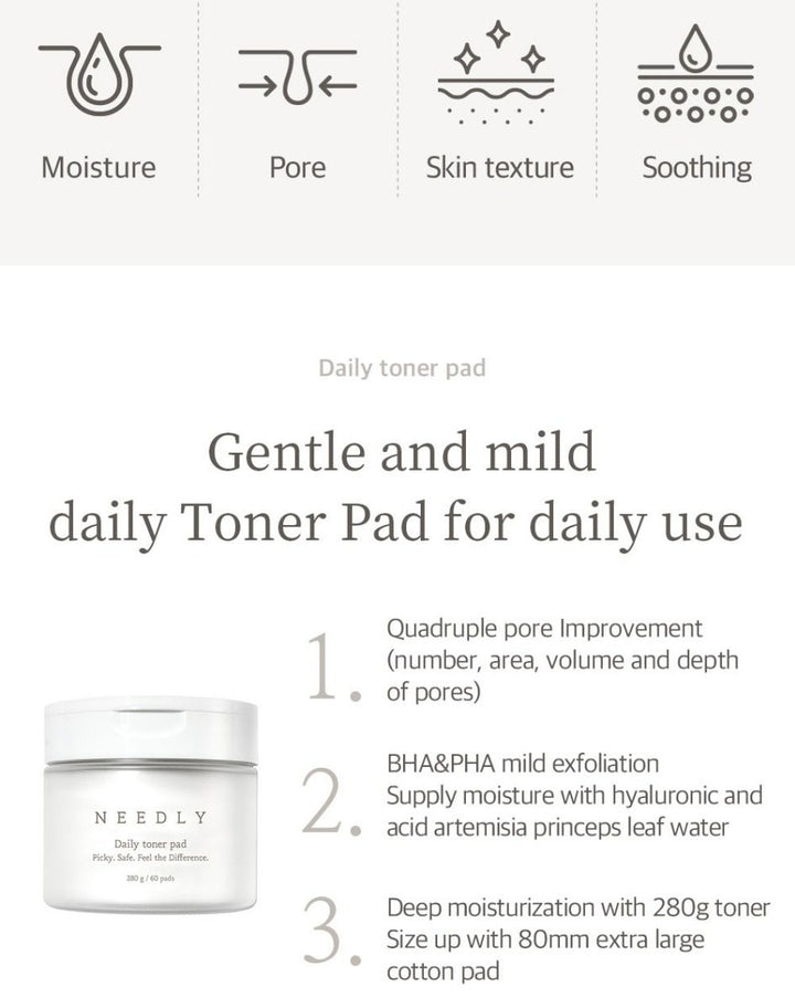 NEEDLY Daily Toner Pad 60 Pads Health & Beauty oceanbuy beauty markham toronto free ship USA asian korean skincare