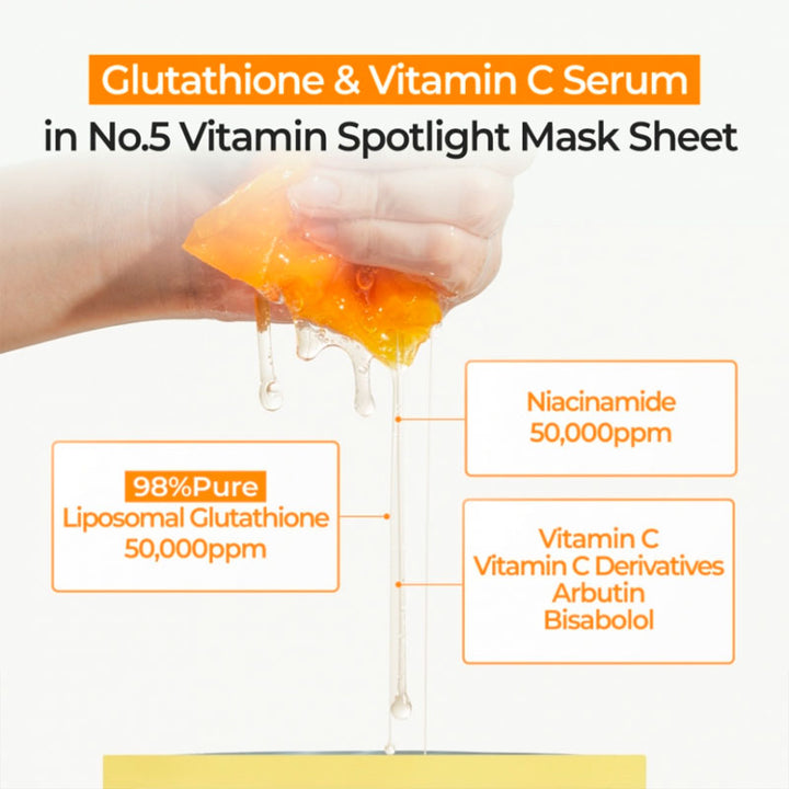 numbuzin No5 Vitamin Spotlight Sheet Mask Niacinamide Glutathione Vitamin C 1 Sheet
