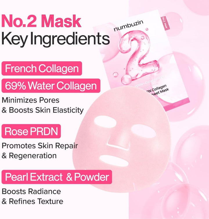 NUMBUZIN No.2 Rose PDRN Collagen Plumping Sheet Mask 4Pcs Health & Beauty