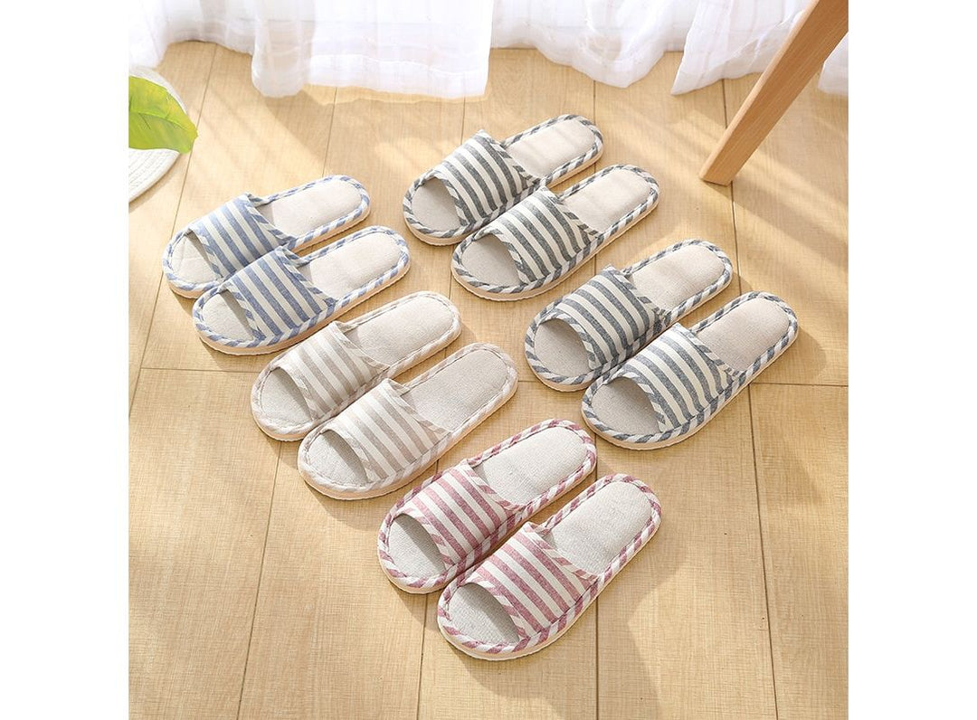 Japanese - style All Seasons Comfortable Casual Linen Cotton Flax Slipper Indoor Use Women's and Men's House Slipper Blue oceanbuy.ca markham toronto free ship USA asian korean skincare