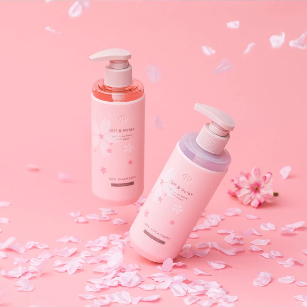 OFF & RELAX Hot Spring Water Spa Hair Care Set Limited Edition 260ml*2 - Sakura Hair Care oceanbuy beauty markham toronto free ship USA asian korean skincare