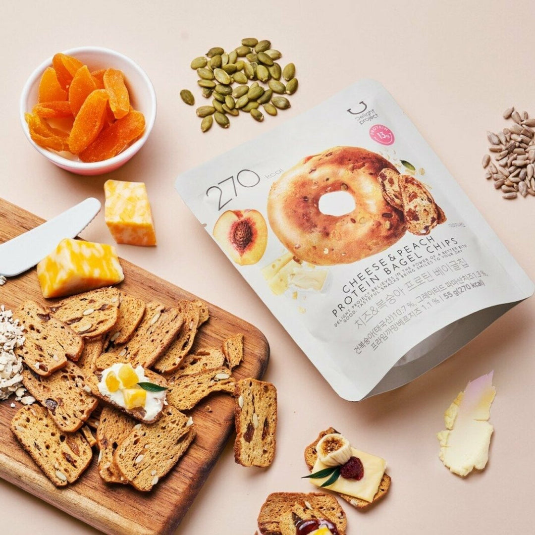 OLIVE YOUNG Delight Project Cheese & Peach Protein Bagel Chips 55g