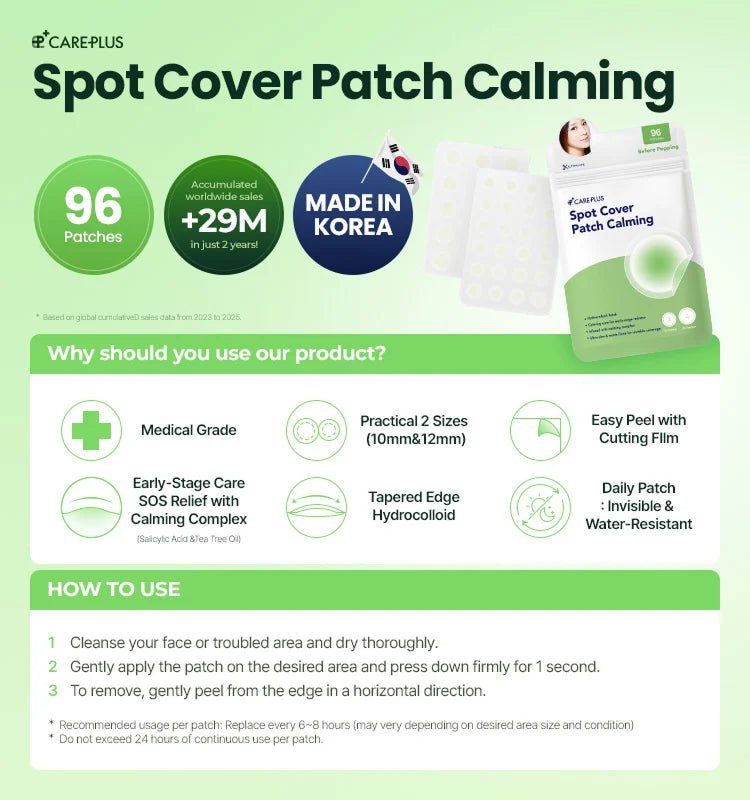 OLIVE YOUNG Care Plus Spot Cover Patch Calming 96 Counts Health & Beauty 2