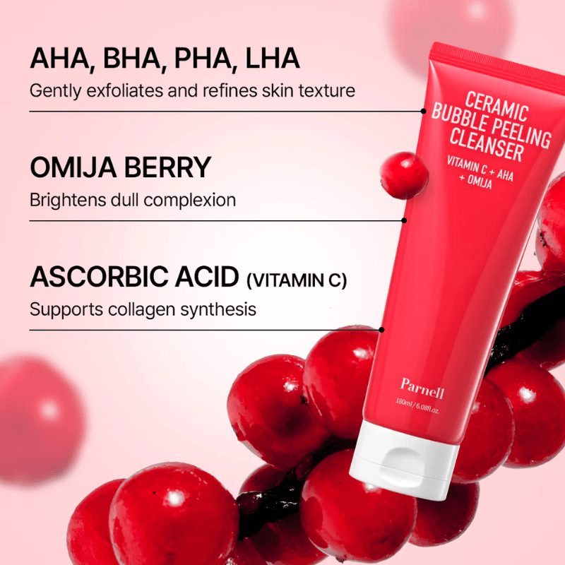 Parnell AHA Omija Ceramic Bubble Peeling Cleanser 180ml Cleanser 3