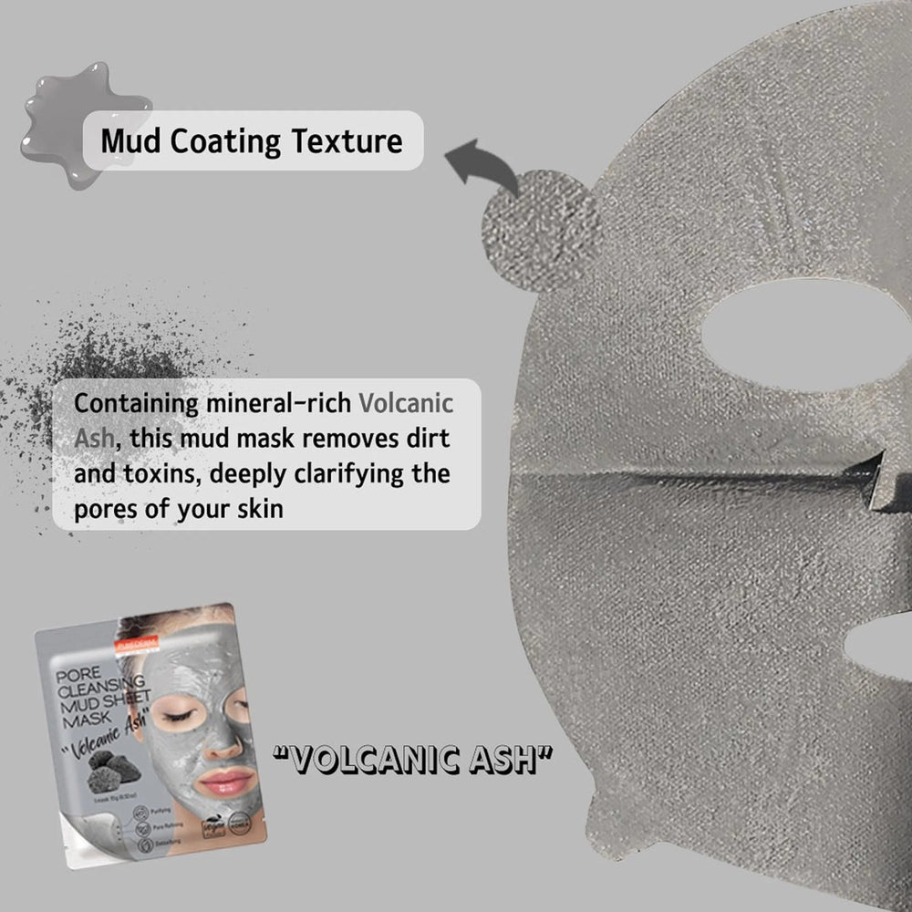 PUREDERM Pore Cleansing Mud Sheet Mask "Volcanic Ash" 1Pcs Health & Beauty oceanbuy.ca markham toronto free ship USA asian korean skincare