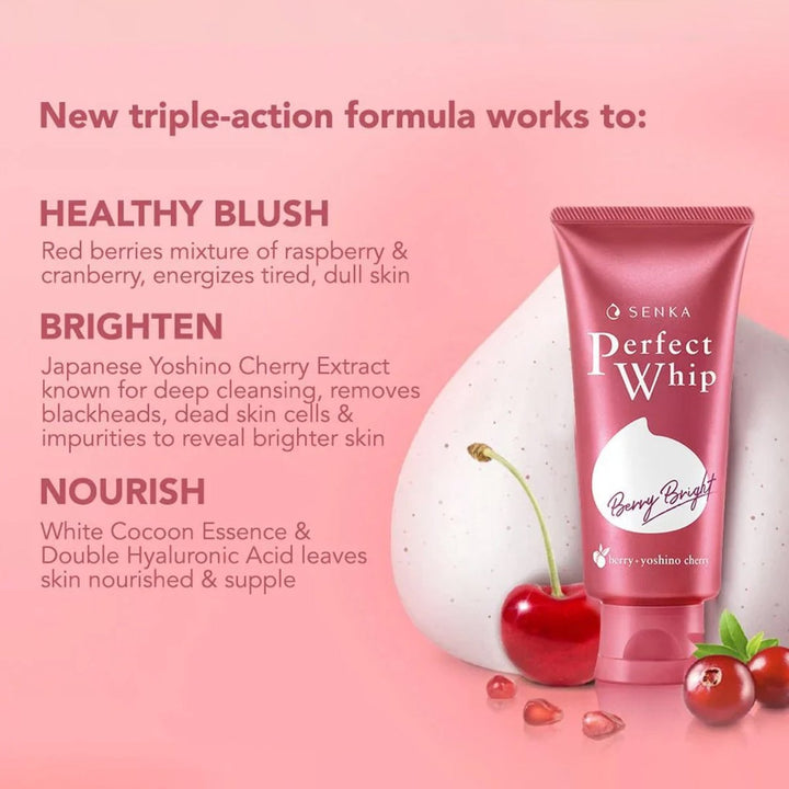 SHISEIDO SENKA Perfect Whip Beauty Facial Cleanser 100g - Berry Bright Health & Beauty oceanbuy beauty markham toronto free ship USA asian korean skincare