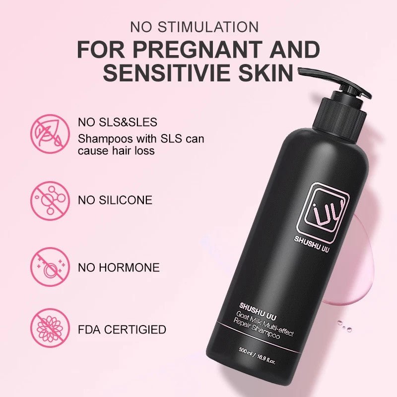 SHUSHU UU Goat Milk Multi-Effect Repair Shampoo Black Unisex Aroma 500ml 2