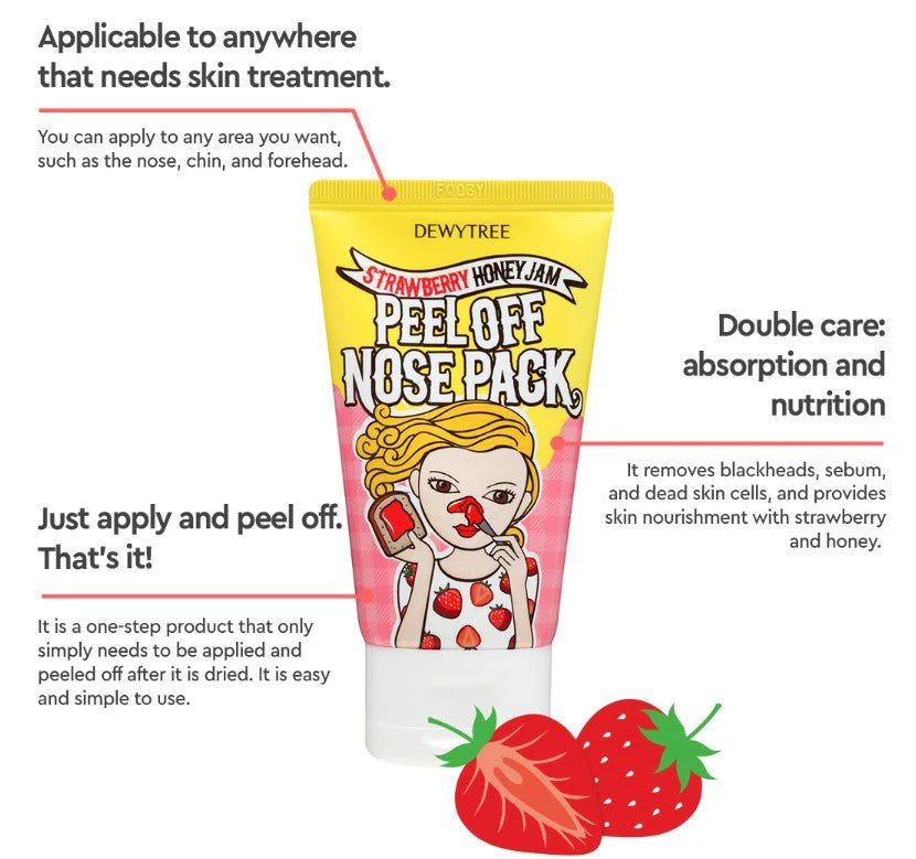 DEWYTREE 1 Step Nose Care Peel Off Nose Pack 70ml - Strawberry Honey Jam