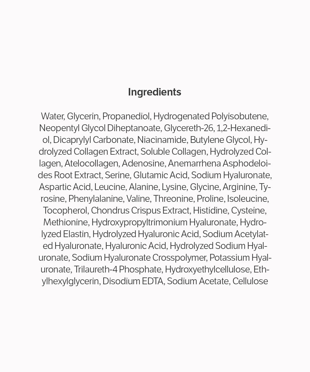 sungboon editor collagen serum​ List of ingredients on a white background 