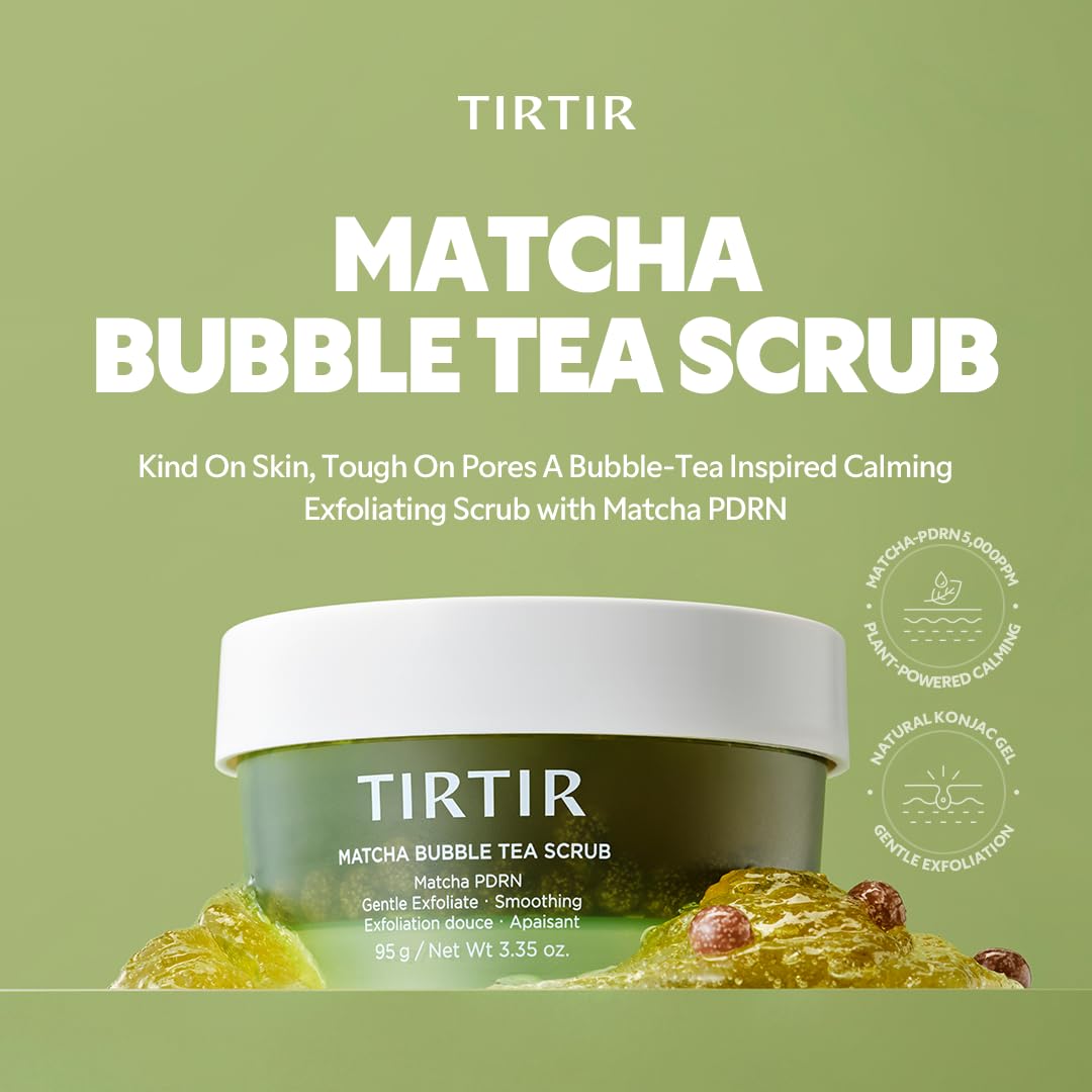 TIRTIR Matcha Bubble Tea Scrub Konjac Gel 95g Facial Exfoliator 7
