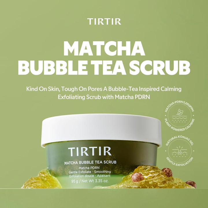 TIRTIR Matcha Bubble Tea Scrub Konjac Gel 95g Facial Exfoliator 7