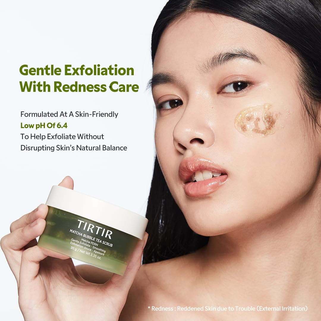 TIRTIR Matcha Bubble Tea Scrub Konjac Gel 95g Facial Exfoliator 8