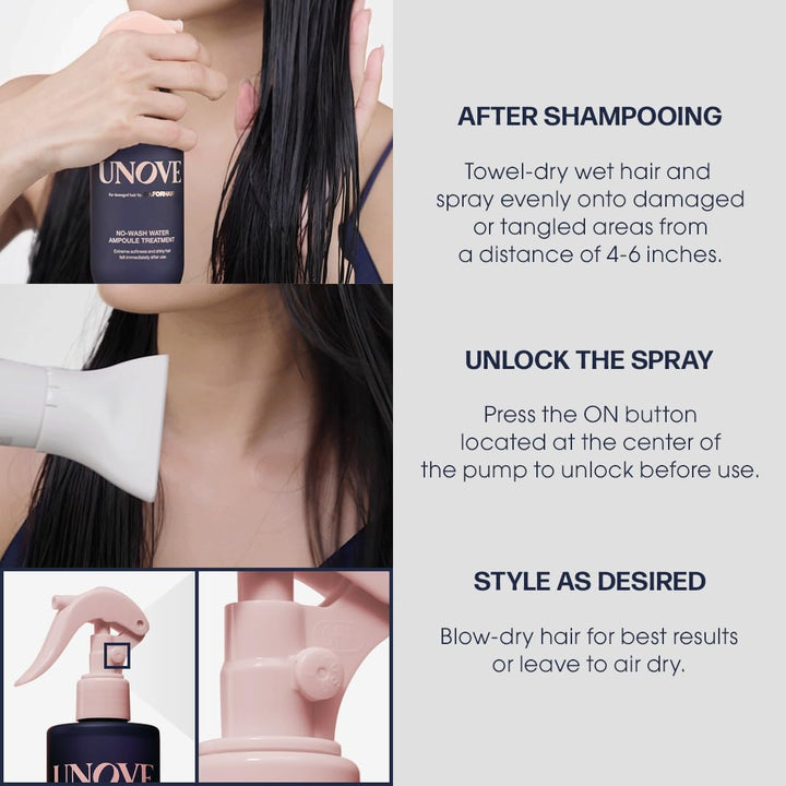 UNOVE No - Wash Water Ampoule Treatment 200ml Hair Care oceanbuy beauty markham toronto free ship USA asian korean skincare
