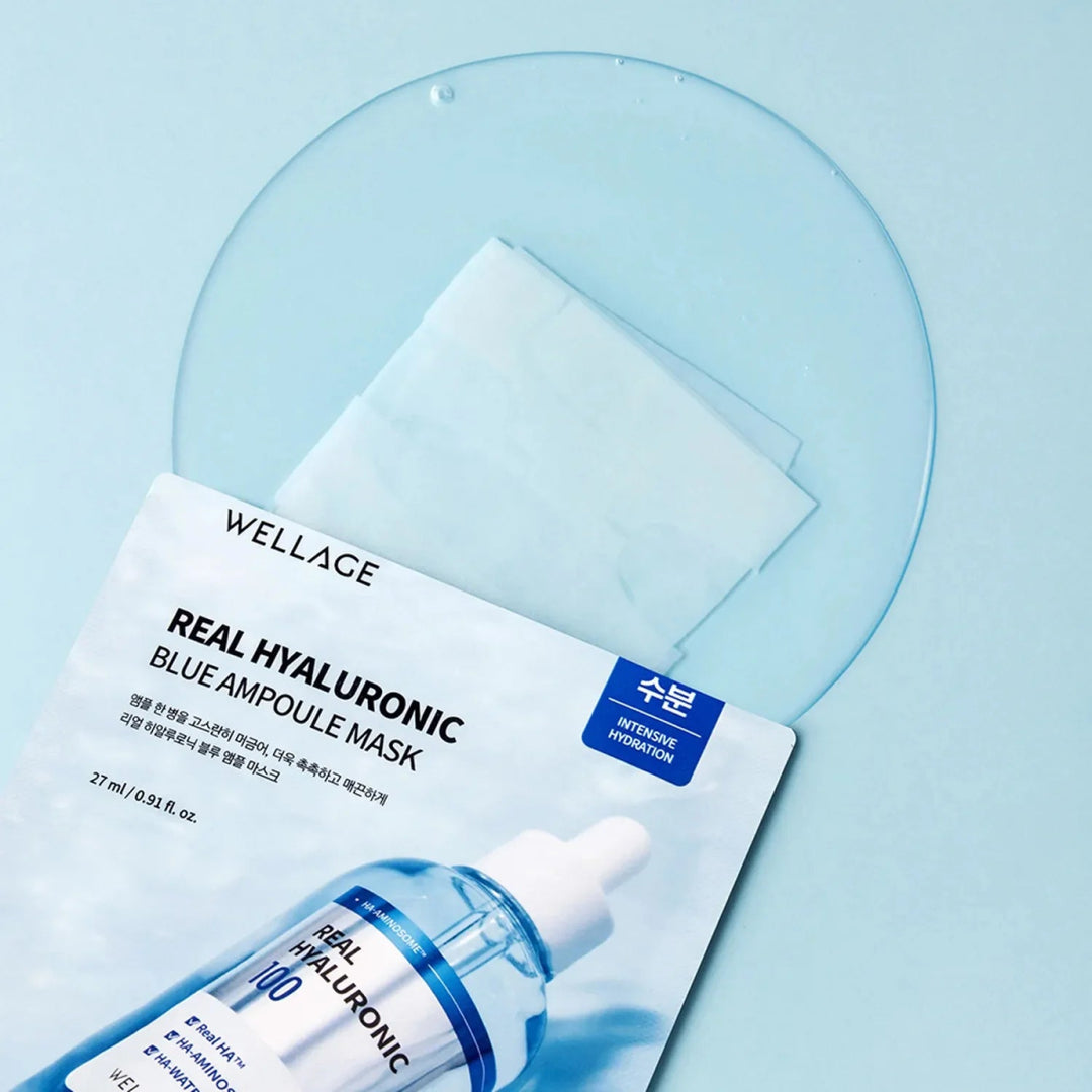 WELLAGE Real Hyaluronic Blue Ampoule Face Mask 5Pcs Health & Beauty 2