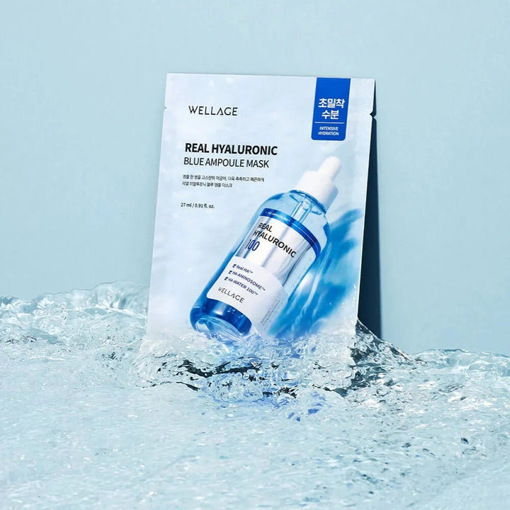 WELLAGE Real Hyaluronic Blue Ampoule Mask Hydrating 5 sheets Sheet Mask 4