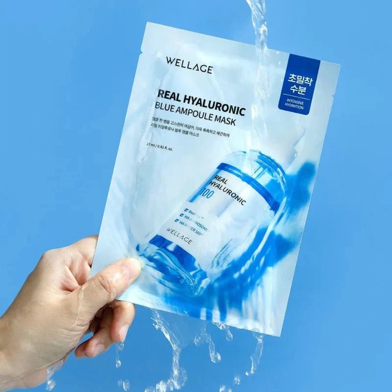 WELLAGE Real Hyaluronic Blue Ampoule Mask Hydrating 5 sheets Sheet Mask 3