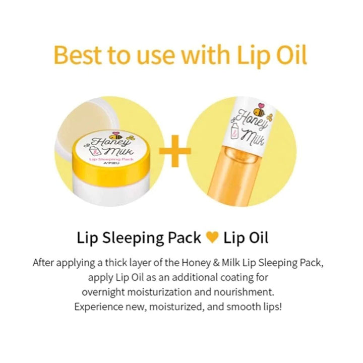APIEU Honey & Milk Lip Oil & Honey & Milk Lip Sleeping Pack Set