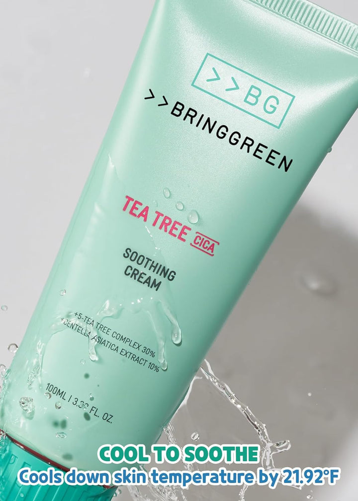 BRING GREEN Tea Tree CICA Soothing Cream & Free Aloe 90% Fresh Mask 1Pcs Set