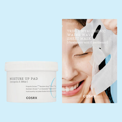 COSRX One Step Moisture Up Pad & Triple Hyaluronic Water Wave Sheet Mask SetHealth & Beauty