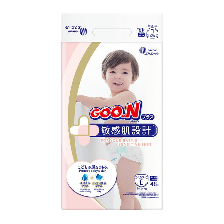 ELLEAIR GOO.N Plus Baby Diaper with Tape Size L (9～14kg) 48Pcs